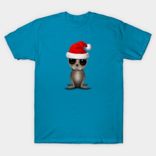 Baby Seal Wearing a Santa Hat T-Shirt